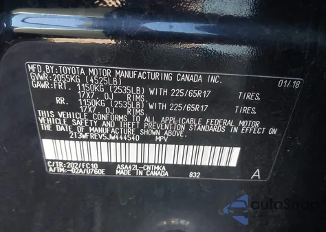 2018 Toyota Rav4 Xle z USA, uszkodzony, nr VIN 2T3WFREV5JW444540